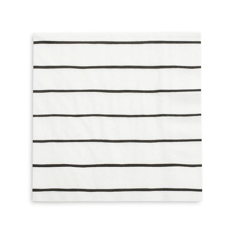 "Ink Frenchie Striped Large Napkins - Set of 16" - Napkins in black by Jollity and Co