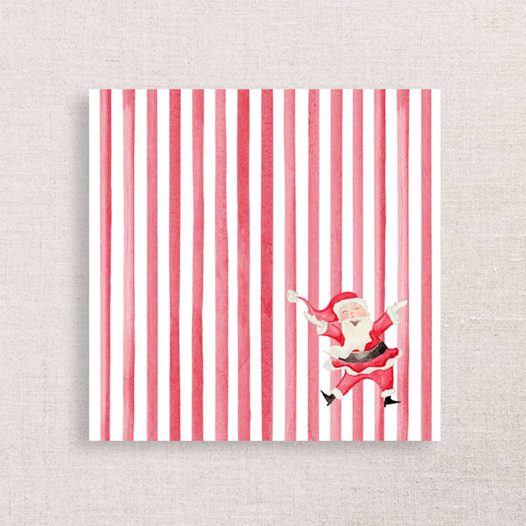 "Jolly Santa Premium Holiday Cocktail Napkins" - Napkins in red by Papel Custom Design