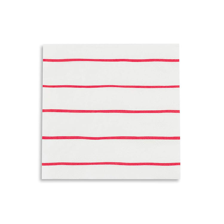 "Candy Apple Frenchie Stripes Petite Napkins" - Napkins in red by Jollity and Co