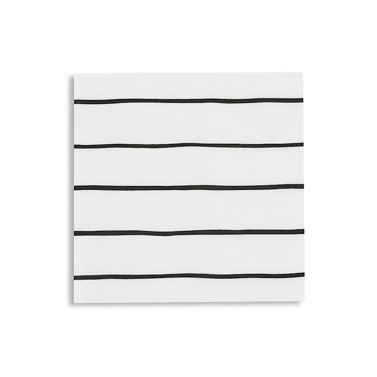 "Ink Frenchie Striped Petite Napkins" - Napkins in black by Jollity and Co
