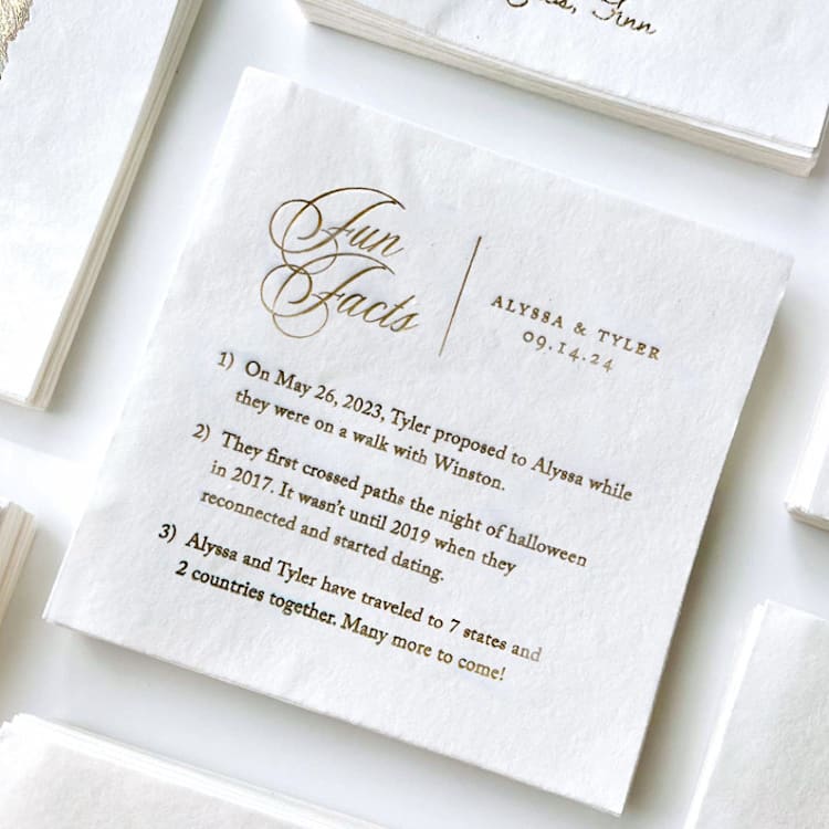 "Fun Fact Cocktail Napkin | Personalized Bar Decor | Set of 50" - Napkins in white by Alyssa Cook