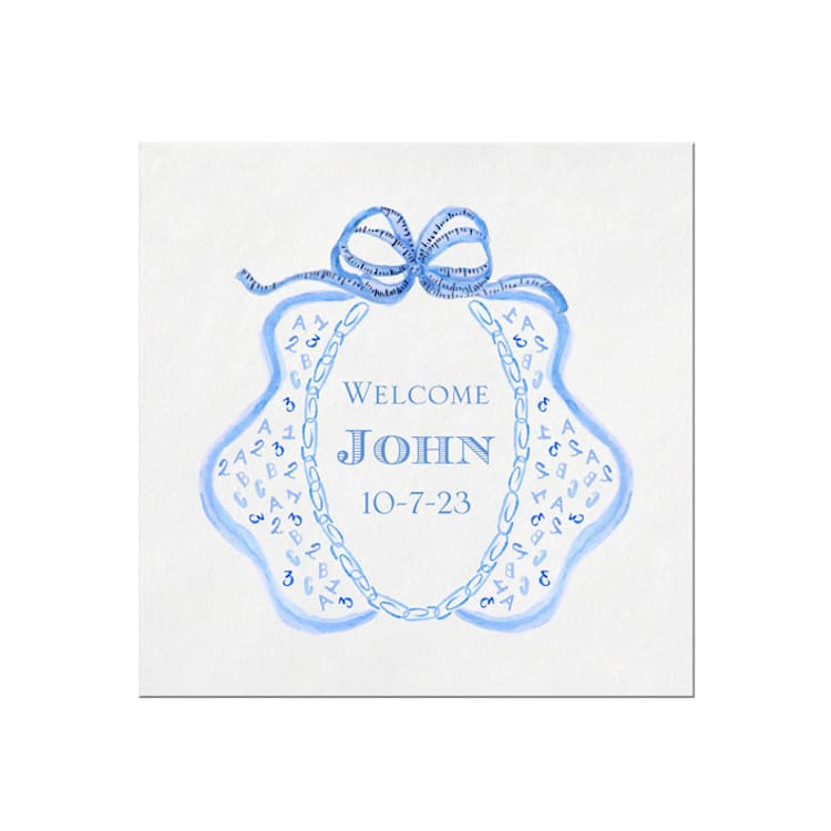 "Blue Bib Baby Shower Napkin" - Napkins in white by Papel Custom Design