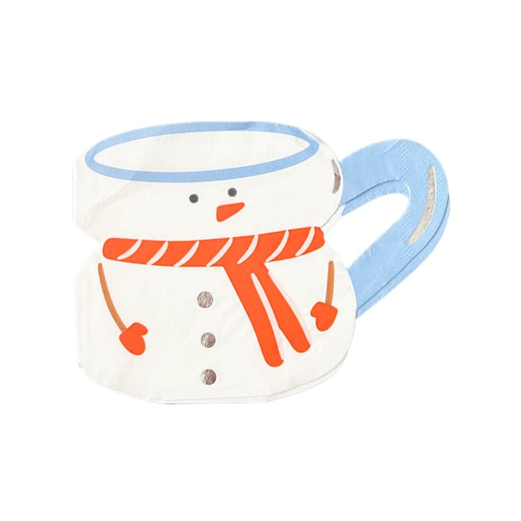 "Baking Spirits Bright Snowman Mug Large Napkins - Set of 16" - Napkins in white by Jollity and Co