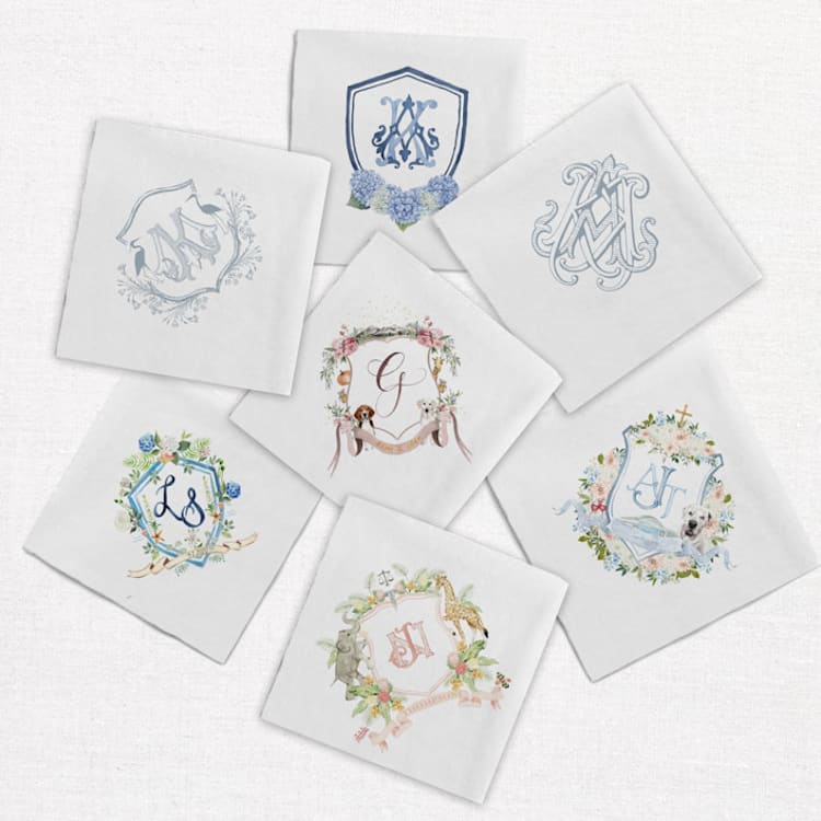 "Monogram Cocktail Napkin | Send Your Design | Set of 50" - Napkins in white by Alyssa Cook