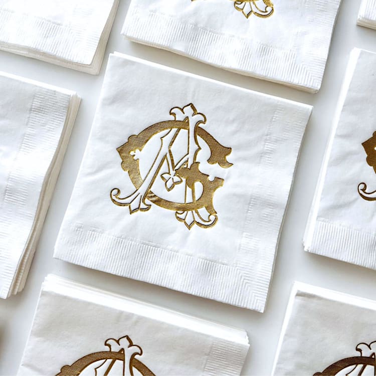 "Personalized Foil Napkin | Send Your Design | Choose Your Foil Color | Set of 50" - Napkins in white by Alyssa Cook