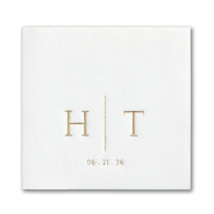 "Initially Distinctive Premium Napkin - Beverage - Pack of 100" - Napkins in white by Papel Custom Design