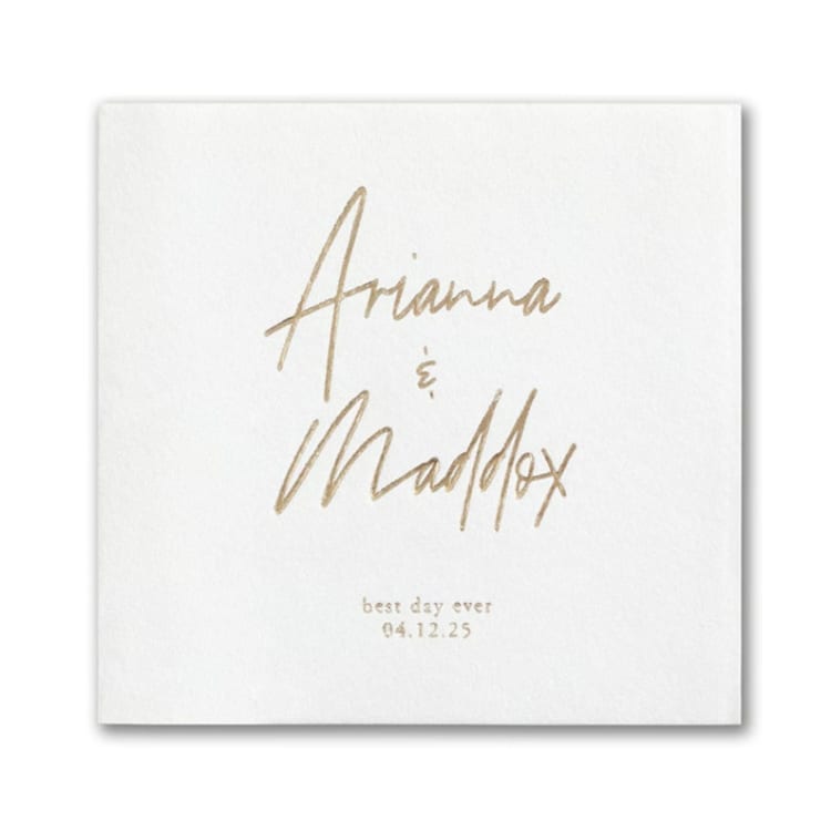"Custom Uniquely Yours Premium Napkin - Beverage - Pack of 100" - Napkins in white by Papel Custom Design
