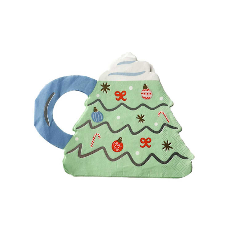 "Baking Spirits Bright Christmas Tree Mug Large Napkins - Set of 16" - Napkins in green by Jollity and Co