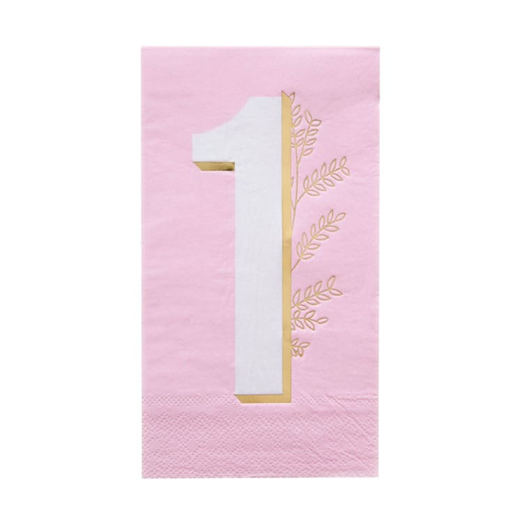 "Pink Onederland Guest Napkins - Pack of 16" - Napkins in pink by Jollity and Co