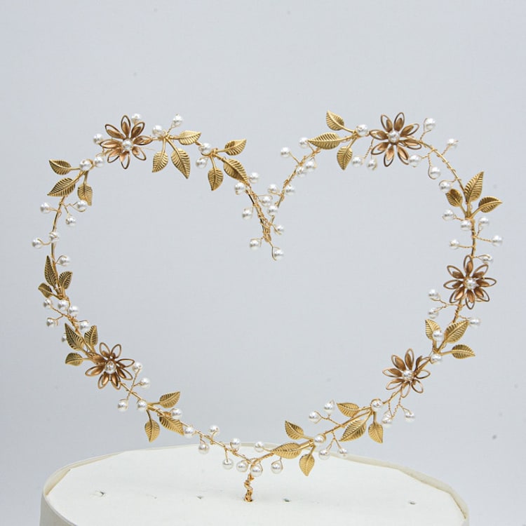 "Gold Floral Heart Cake Topper" - Cake Toppers in gold by BE something new
