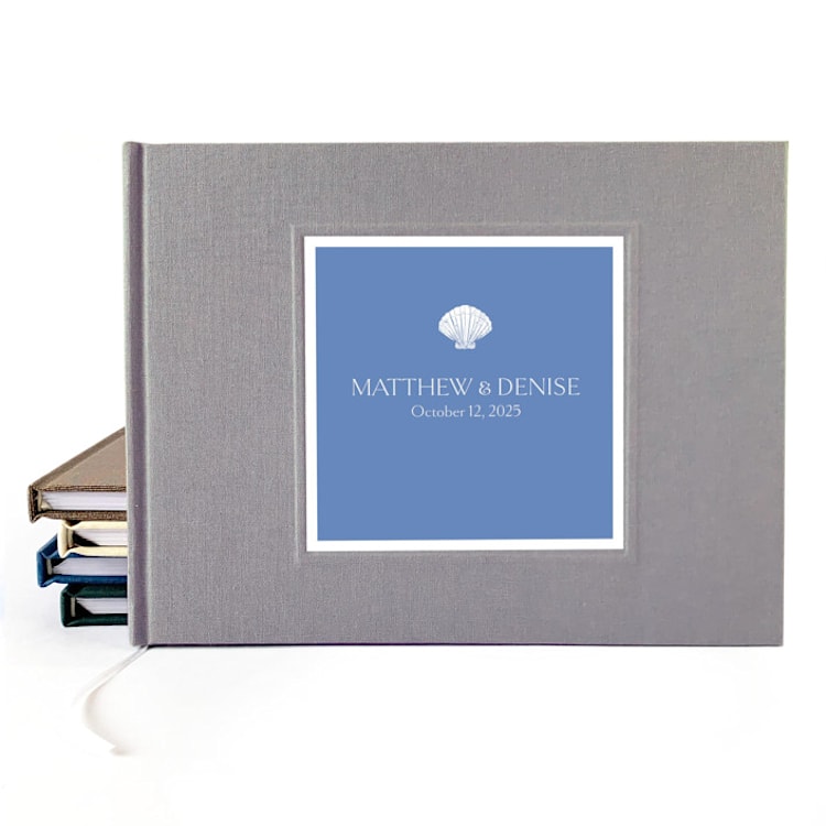 "Custom Wedding Guest Book · Classic & Sophisticated · Gray Linen" - Marketplace Guest Books in gray by Transient Books