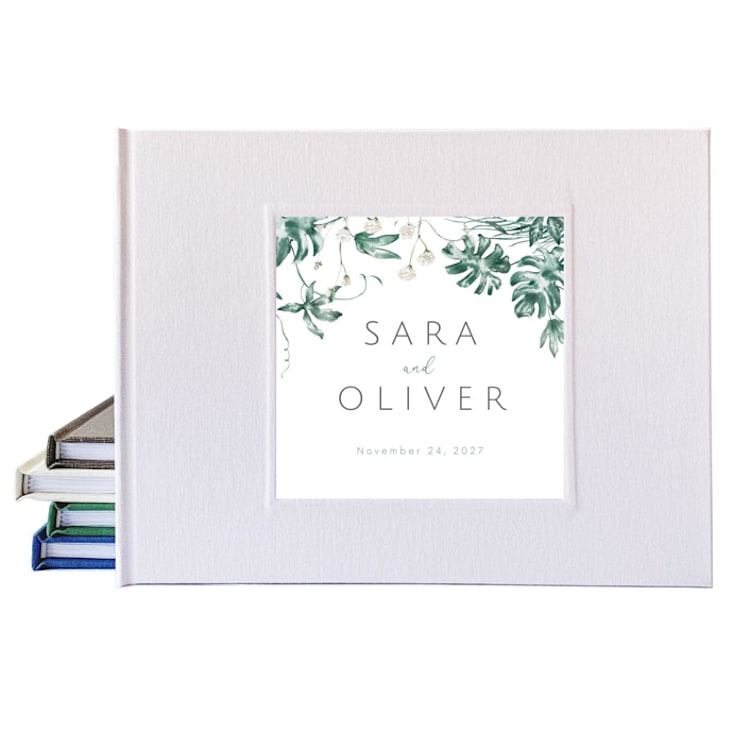 "Custom Wedding Guest Book · Tropical Floral Bouquet" - Marketplace Guest Books in purple by Transient Books
