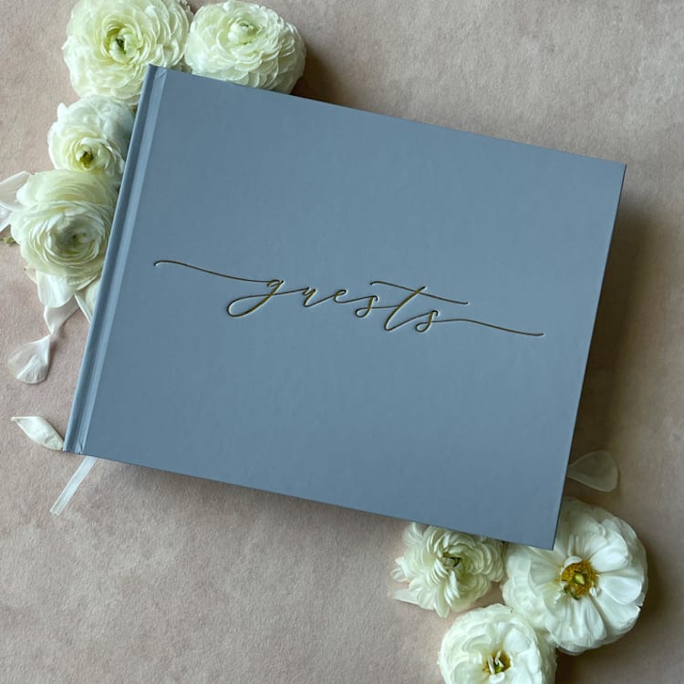 "Dusty Blue Minimalist Guest Book" - Marketplace Guest Books in blue by Barbara Gregory