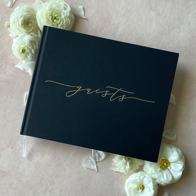 "Black Minimalist Guest Book" - Marketplace Guest Books in black by Barbara Gregory