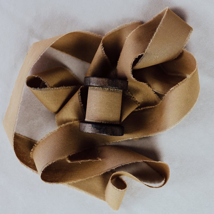 "Ribbon Linen 1.5" Wide Mocha" - Ribbons in brown by Ribbon and Rings