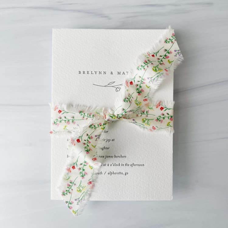 "1" Cotton Ribbon - Floral Stems" - Ribbons in multicolor by Honey Silks Co