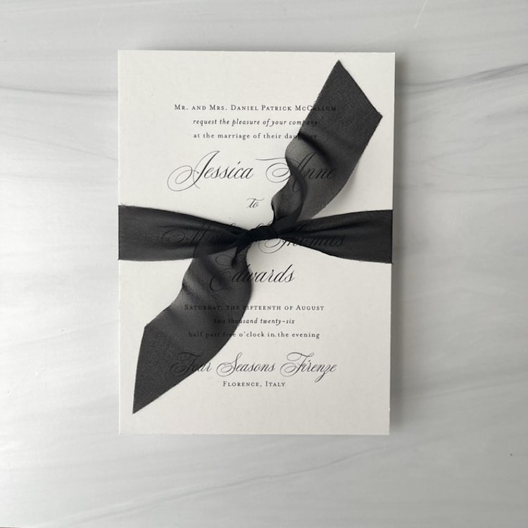 "Signature Sheer Invitation Ribbon - Black" - Ribbons in black by Honey Silks Co