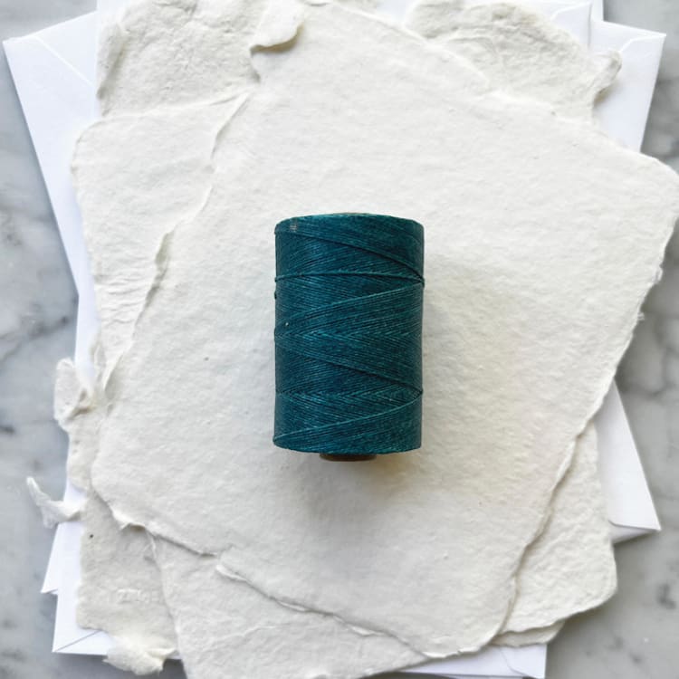 "Peacock Blue Waxed Linen Twine, 2-ply" - Ribbons in blue by Jenny Sanders