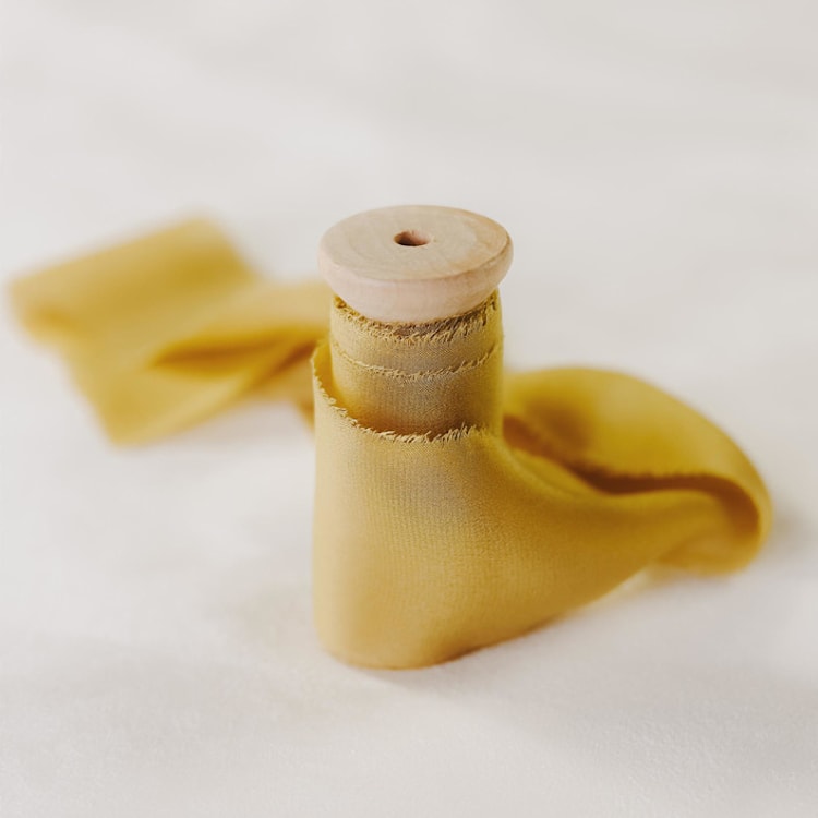 "Silk Wedding Ribbon Mustard Yellow 2" Wide" - Ribbons in yellow by Ribbon and Rings