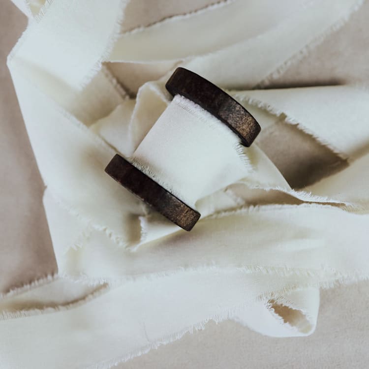 "Ribbon Linen 1.5" Wide Cream" - Ribbons in white by Ribbon and Rings