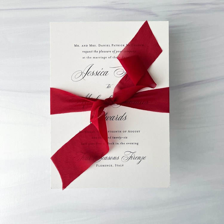 "1" x 5 yards Signature Sheer - Red" - Ribbons in red by Honey Silks Co
