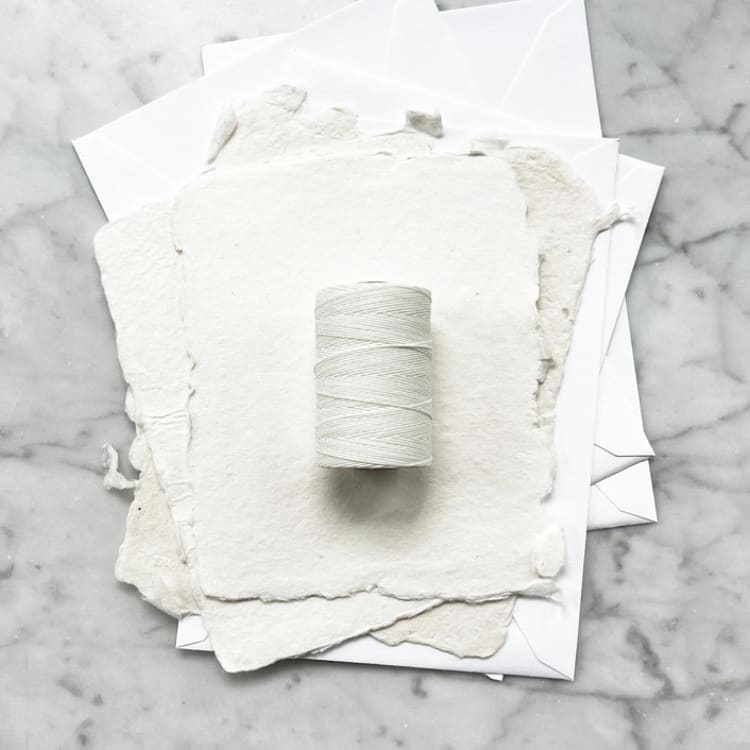 "Snow White Waxed Linen Twine, 2-Ply" - Ribbons in white by Jenny Sanders