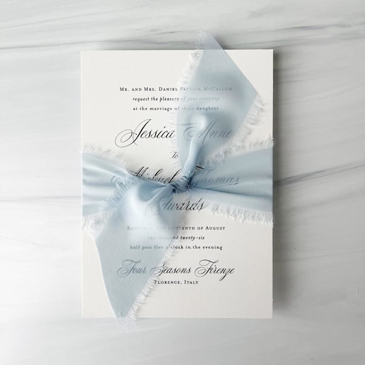 "2" Signature Sheer - Baby Blue" - Ribbons in blue by Honey Silks Co
