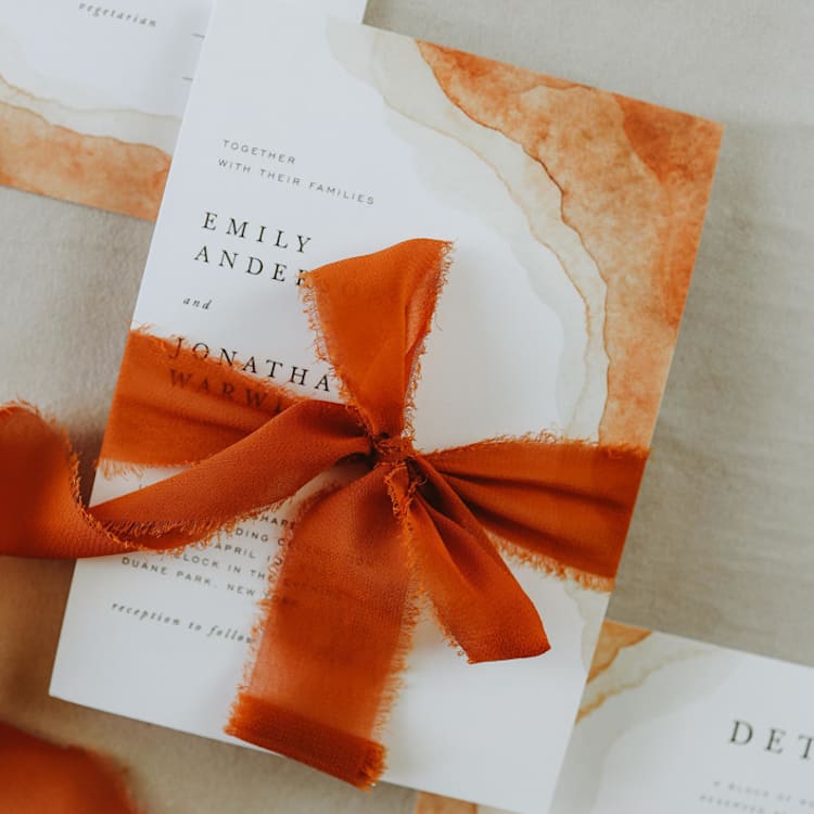 "Wedding Ribbon Chiffon 1.5" Wide Rust" - Ribbons in orange by Ribbon and Rings