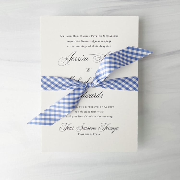 "3/4" Cotton Ribbon - Blue Gingham" - Ribbons in blue by Honey Silks Co