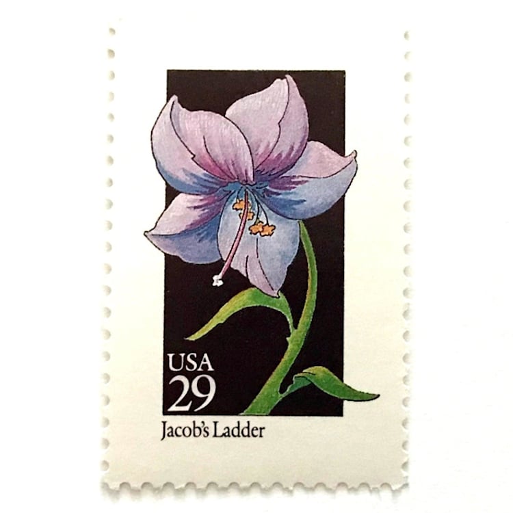 "Jacob's Ladder Postage Stamps | American Wildflower Series | Purple Flower | Botanical | Wedding Stamps | Vintage Unused USPS Postage 29c | Pack of 10" - Postage Stamps in purple by Heritage Post House