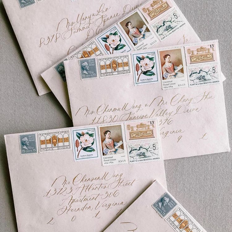 "RUSH FEE // CUSTOM Vintage Postage set" - Postage Stamps in multicolorassorted-colors by Flourish Fine Writing