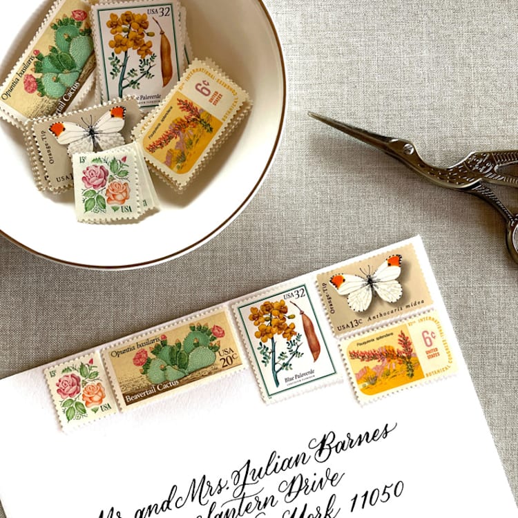 "Desert Vintage Postage Set | Wedding Stamps | Each Set Will Mail a 1 oz Letter | 10 Sets (50 Stamps Total)" - Postage Stamps in natural by Heritage Post House