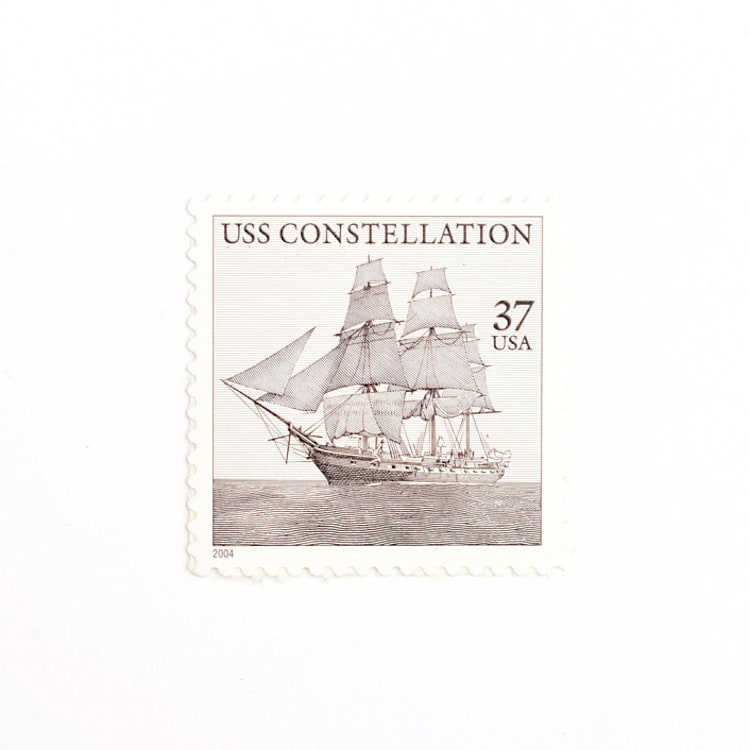 "37 Cent USS Constellation Postage Stamps // Set of 10 // UNUSED vintage postage" - Postage Stamps in gray by Flourish Fine Writing