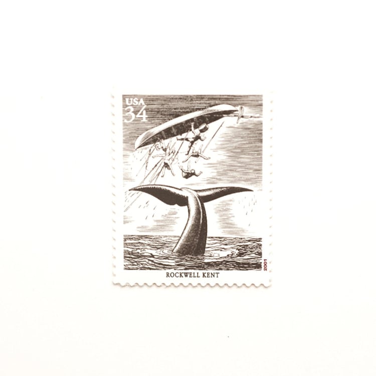 "34 Cent Rockwell Kent "Moby Dick" Postage Stamps // Set of 5 // UNUSED" - Postage Stamps in black by Flourish Fine Writing