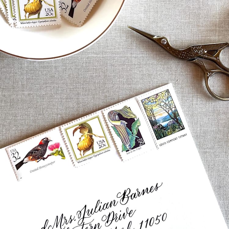 "Botanical Nature Vintage Postage Set | Wedding Stamps | Each Set Will Mail a 2 oz Letter | 10 Sets (40 Stamps Total)" - Postage Stamps in multicolor by Heritage Post House