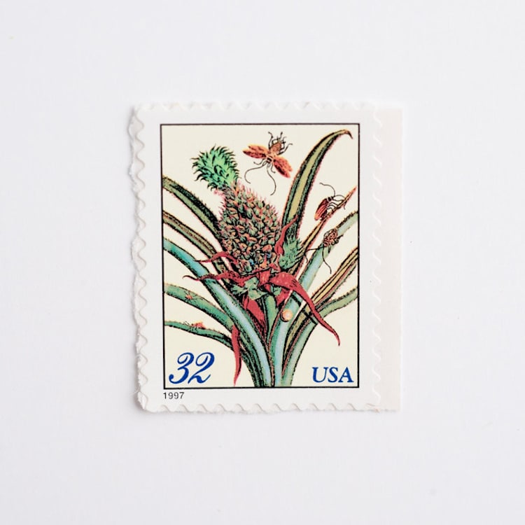 "32 Cent Pineapple Postage Stamps // Set of 10 // UNUSED Vintage Stamps" - Postage Stamps in beige by Flourish Fine Writing