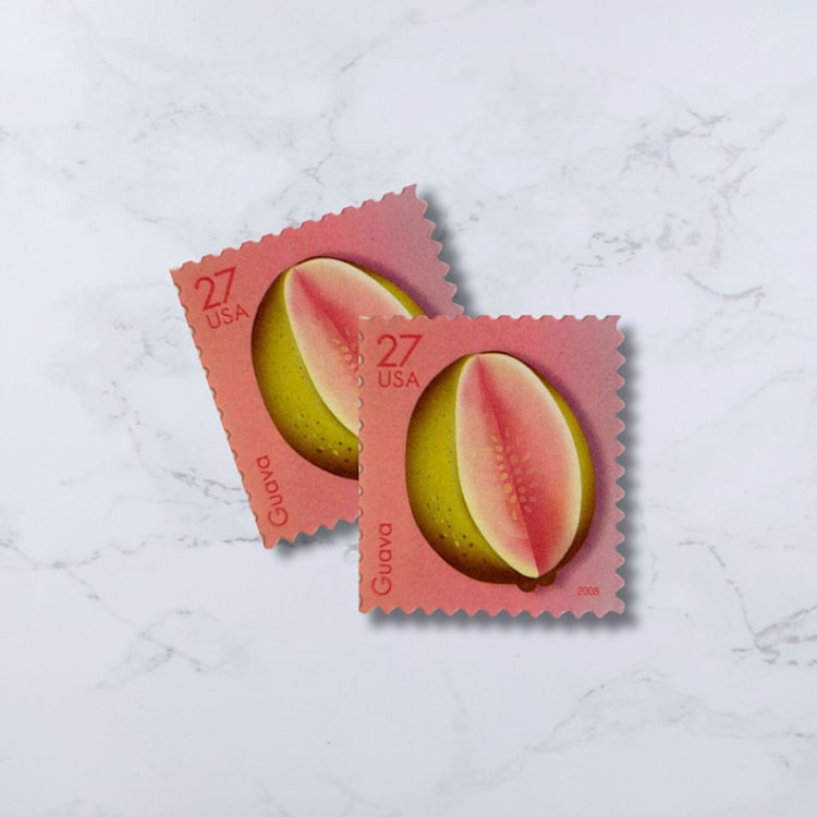 "Guava | Vintage Stamp, 27 cents, 2008 | 5 each" - Postage Stamps in pink by The Silver Stamps