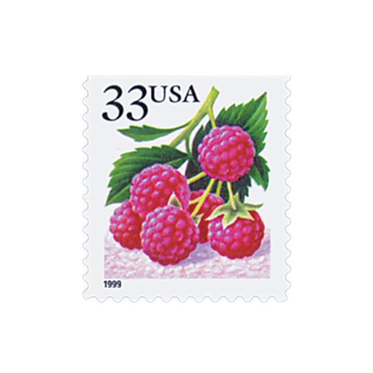 "33 Cent Raspberry Postage Stamps // Set of 10 // UNUSED Vintage Stamps" - Postage Stamps in red by Flourish Fine Writing