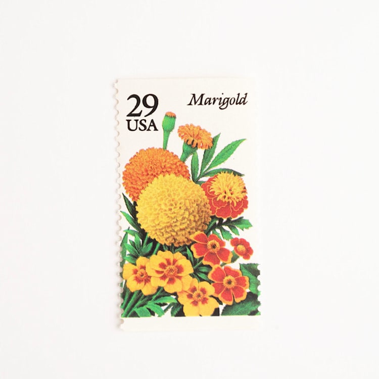 "29 Cent Yellow Marigold Postage Stamps // Set of 10 // UNUSED Vintage Stamps" - Postage Stamps in yellow by Flourish Fine Writing
