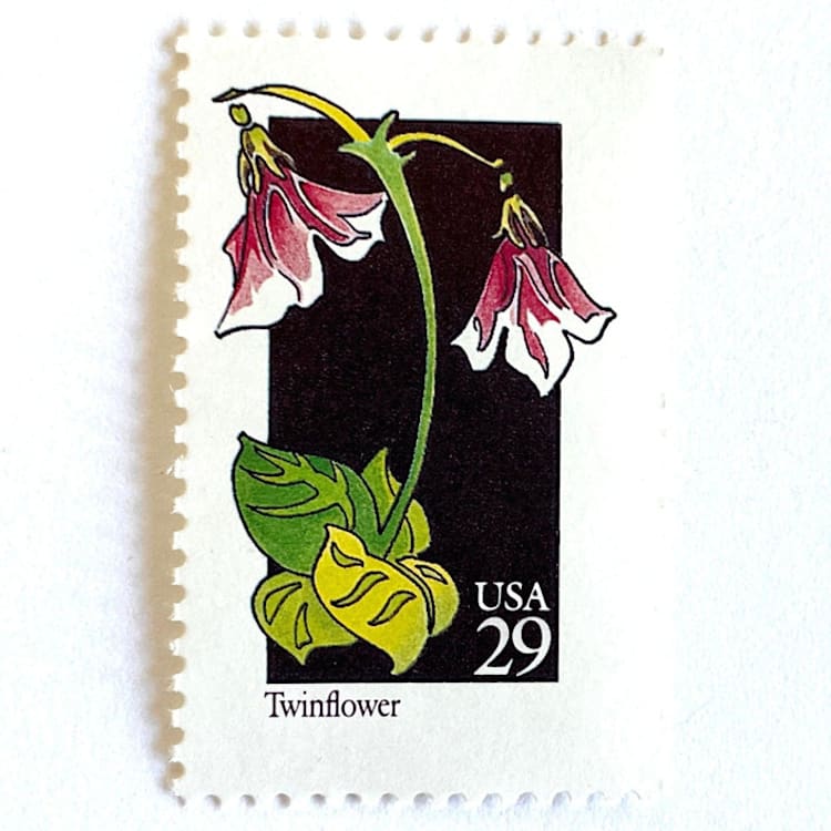 "Twinflower Postage Stamps | American Wildflower Series | Purple Flower | Botanical | Wedding Stamps | Vintage Unused USPS Postage 29c | Pack of 10" - Postage Stamps in purple by Heritage Post House