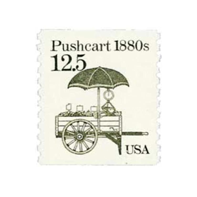 "12.5 Cent Pushcart Postage Stamps // Set of 10 // UNUSED Vintage Stamps" - Postage Stamps in beige by Flourish Fine Writing