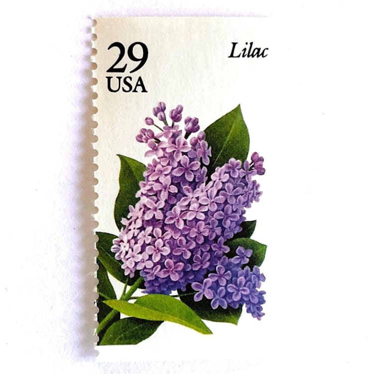 "Lilac Postage Stamps | Spring Garden Flowers Series | Botanical | Wedding Stamps | Vintage Unused USPS Postage 29c | Pack of 10" - Postage Stamps in purple by Heritage Post House