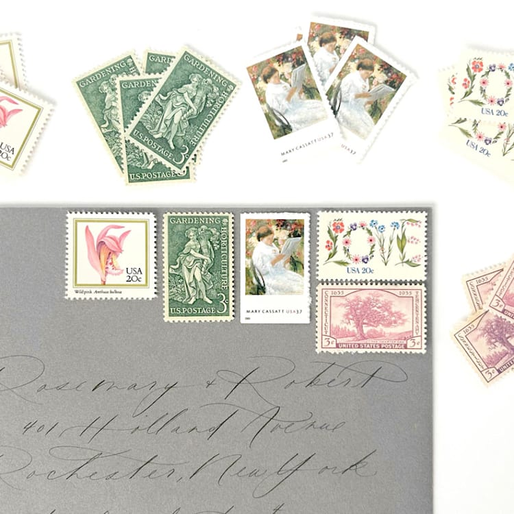 "The Secret Garden Postage Set // Set of 5 // $.83 in postage per set" - Postage Stamps in pink by Flourish Fine Writing