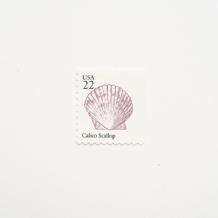 "22 Cent Calico Seashell Postage Stamps // Set of 10 // UNUSED" - Postage Stamps in purple by Flourish Fine Writing