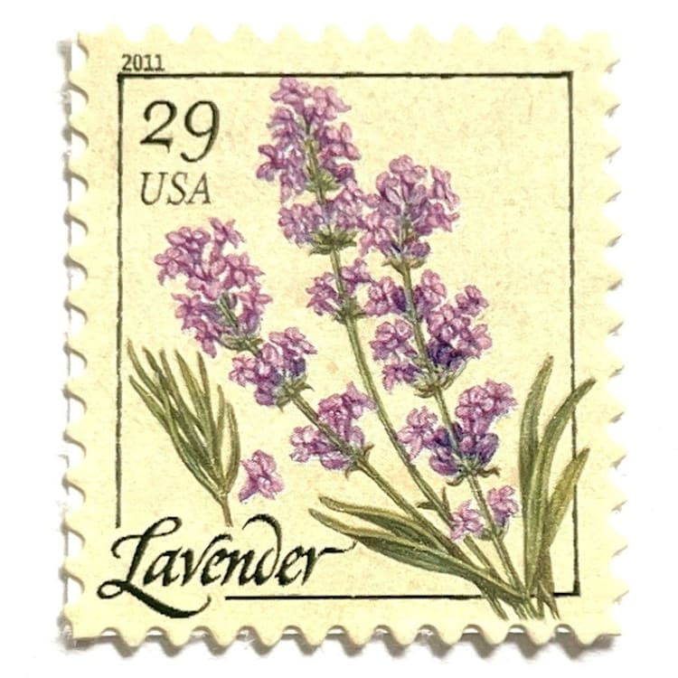 "Lavender Flower Postage Stamps | Herbs Series | Botanical | Wedding Stamps | Vintage Unused USPS Postage 29c | Pack of 10" - Postage Stamps in purple by Heritage Post House