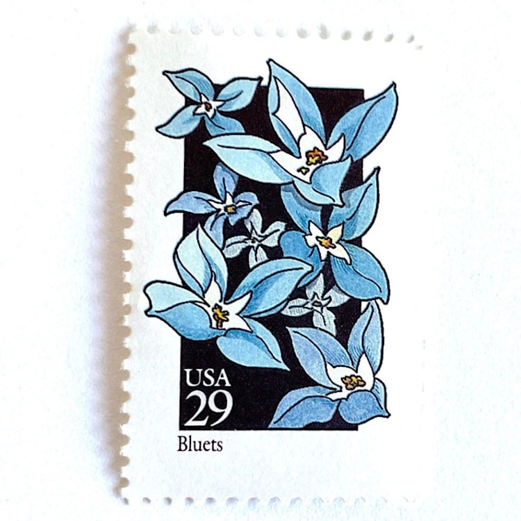 "Bluets Postage Stamps | American Wildflower Series | Blue Flower | Botanical | Wedding Stamps | Vintage Unused USPS Postage 29c | Pack of 10" - Postage Stamps in blue by Heritage Post House