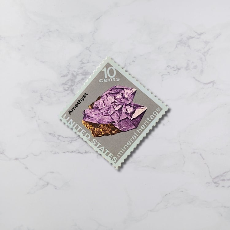 "Amethyst | Vintage Stamp, 10 cents, 1974 | 5 each" - Postage Stamps in purple by The Silver Stamps
