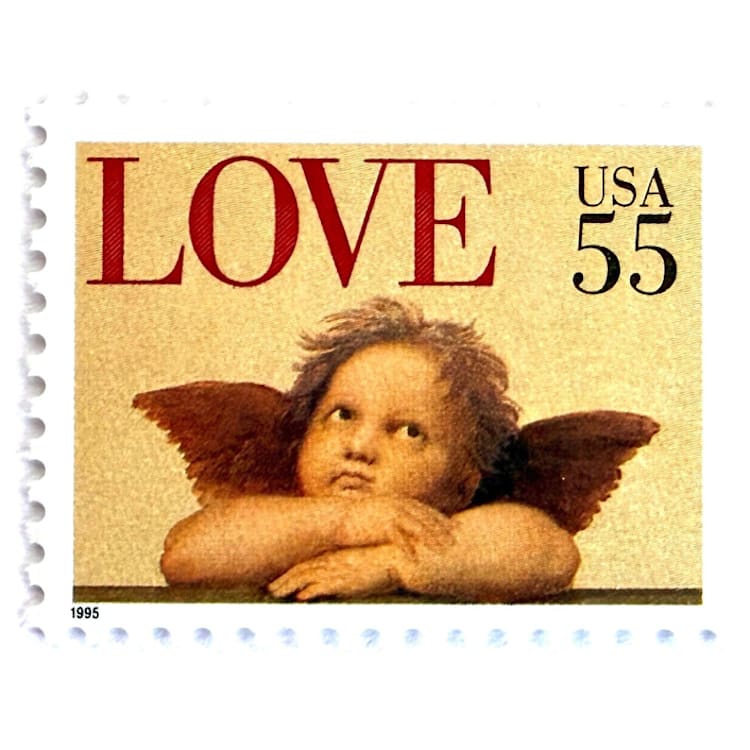 "Cherub Postage Stamps | Love Series | Cupid | Angel | Valentine | Wedding Stamps | Vintage Unused USPS Postage 55c | Pack of 10" - Postage Stamps in natural by Heritage Post House