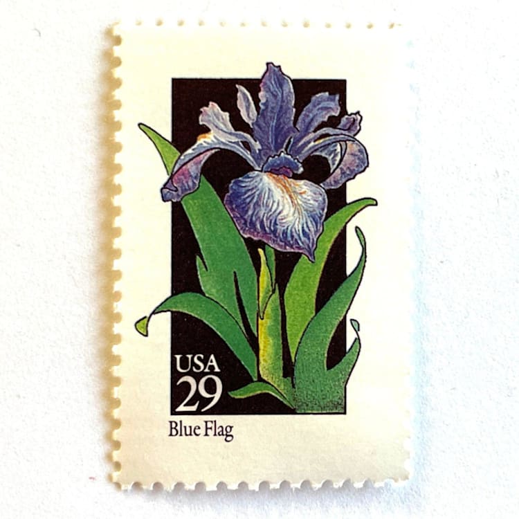 "Blue Flag Postage Stamps | American Wildflower Series | Purple Flower | Botanical | Wedding Stamps | Vintage Unused USPS Postage 29c | Pack of 10" - Postage Stamps in purple by Heritage Post House
