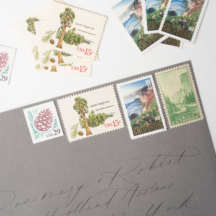 "Golden State Postage Set // Set of 5 // $.78 in postage per set" - Postage Stamps in green by Flourish Fine Writing